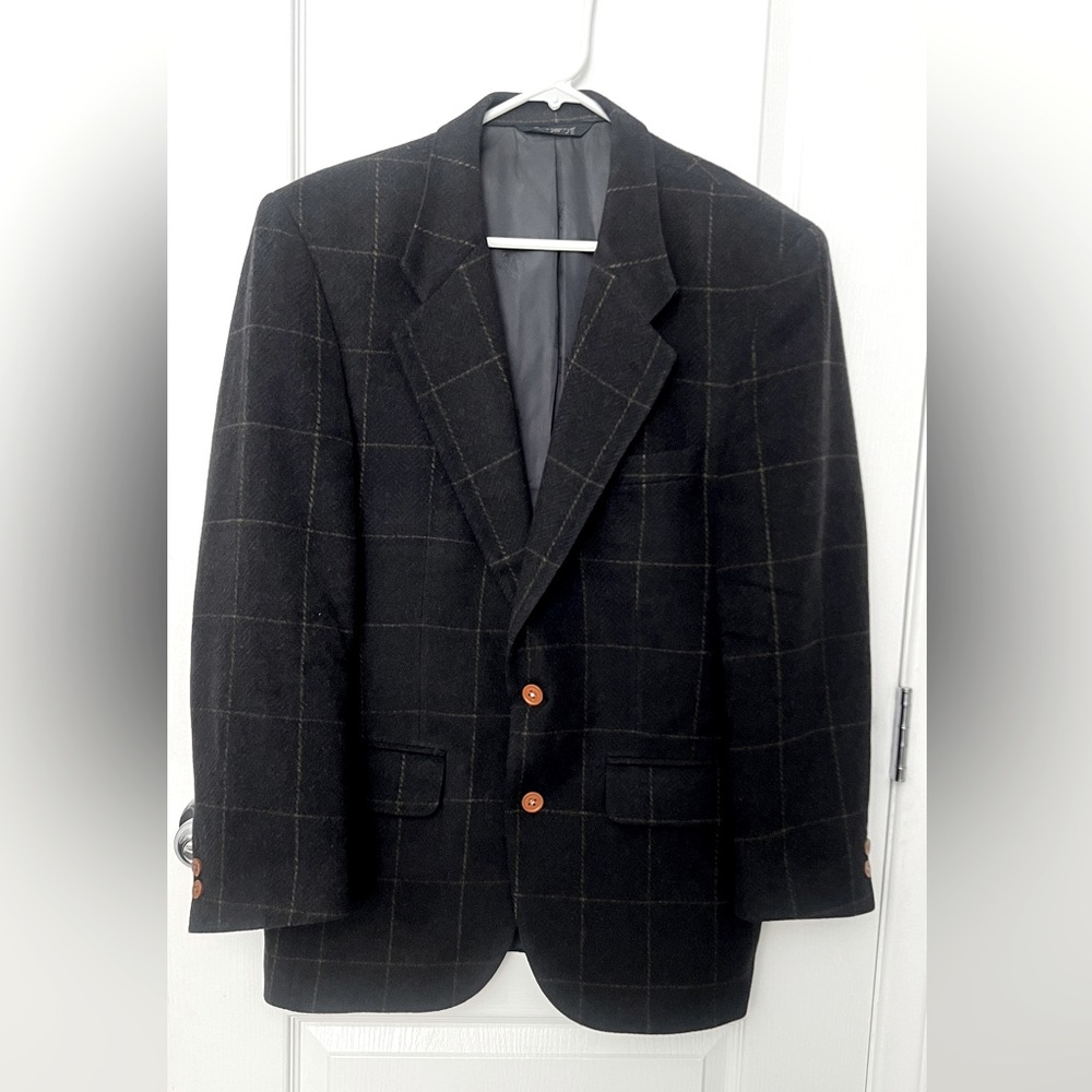 Vintage Burberry 100% Pure Camel Hair Plaid Blazer